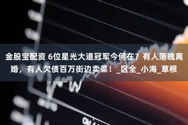金股宝配资 6位星光大道冠军今何在？有人落魄离婚，有人欠债百万街边卖菜！_区全_小海_草根
